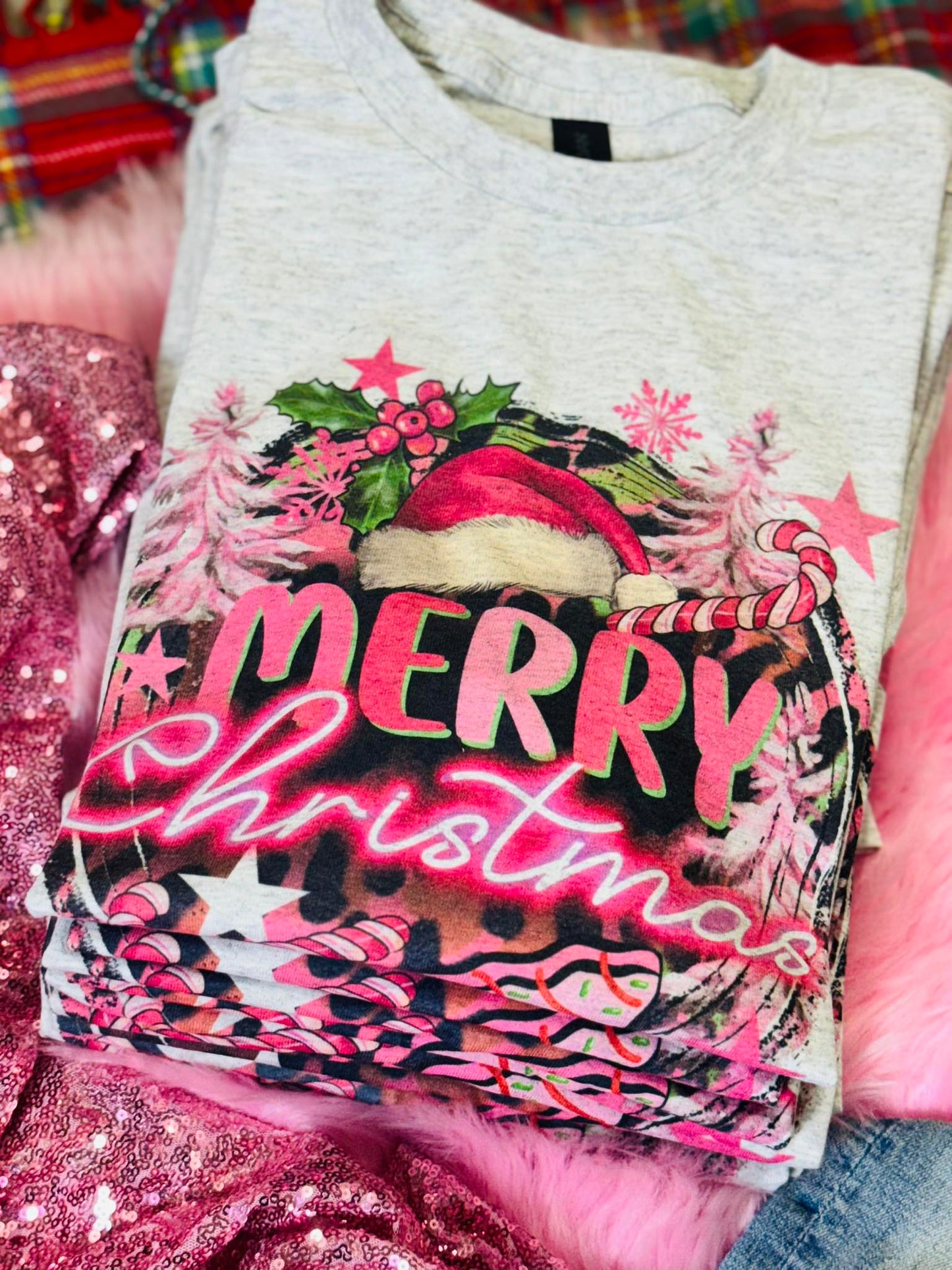 Merry Christmas Pink Tee