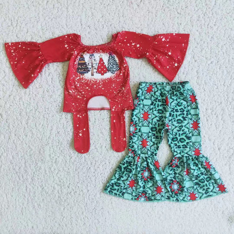 Christmas Tree Tie Top Pants Set
