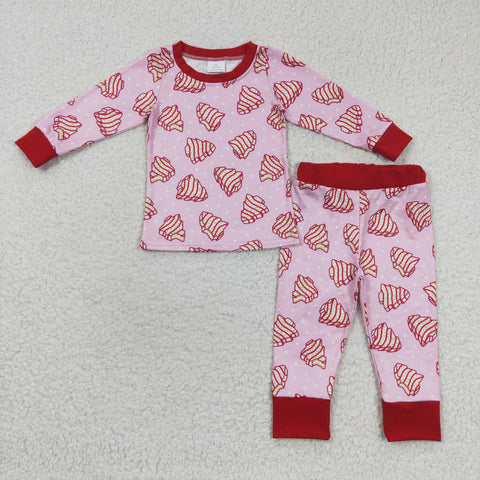 Christmas Tree Cake Family Pajamas - Kid Pink