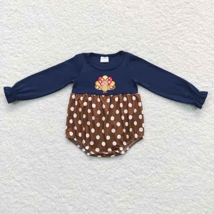 Thanksgiving Matching Embroidered Turkey Sibiling Set