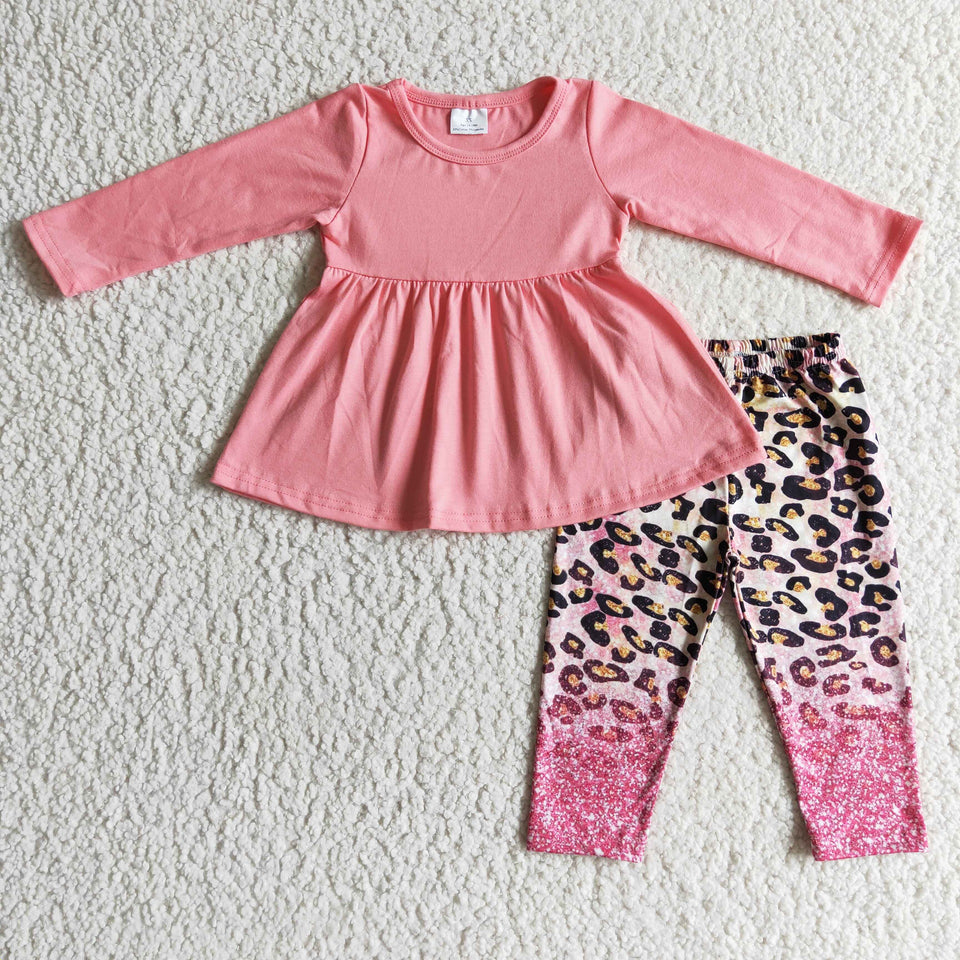 Pink cheetah print pants set
