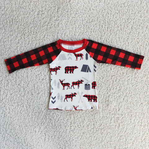 Buffalo Plaid Bear/Moose Long Sleeve Shirt
