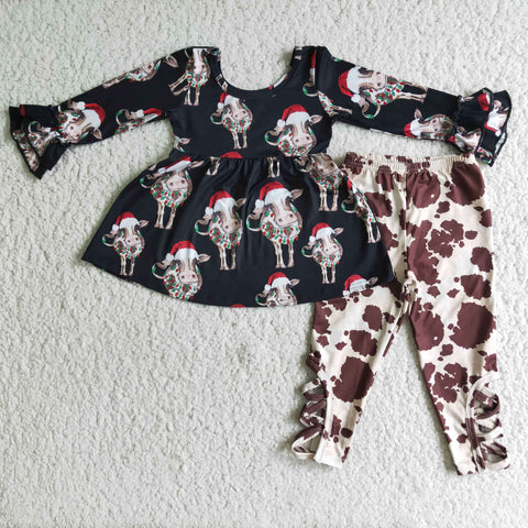 Cow Print Christmas Cow Pants Set