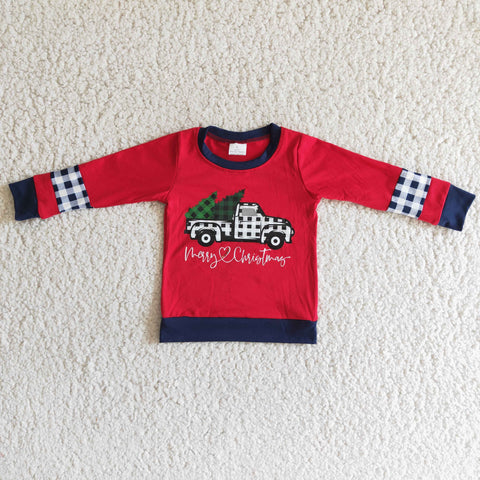 Farm Truck Christmas Red Long Sleeve Shirt