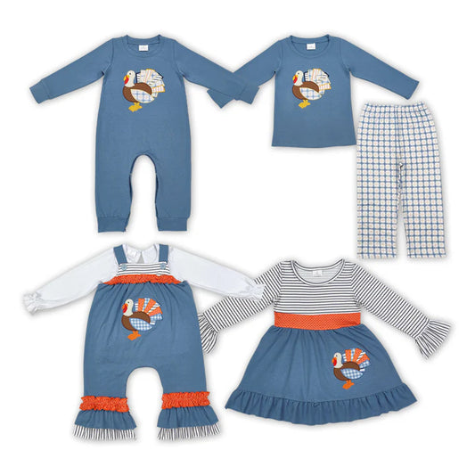 Thanksgiving Embroidered Matching Sibiling Set