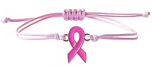 Simple Cord Pink Ribbon Adjustable Bracelet