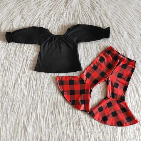 Red Plaid Pants Set