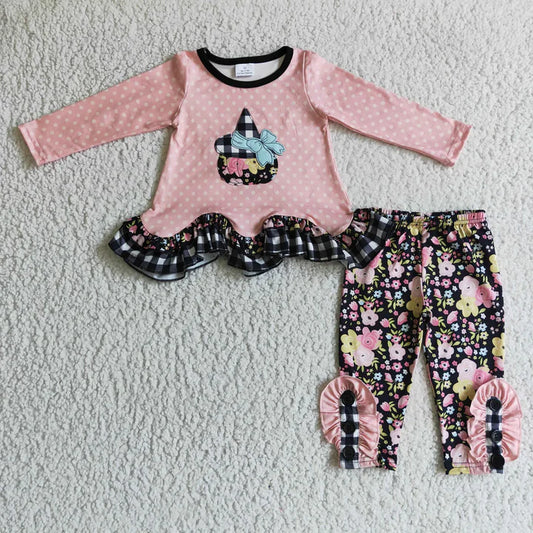 Matching Sibiling Embroidered Witch Pumpkin Set