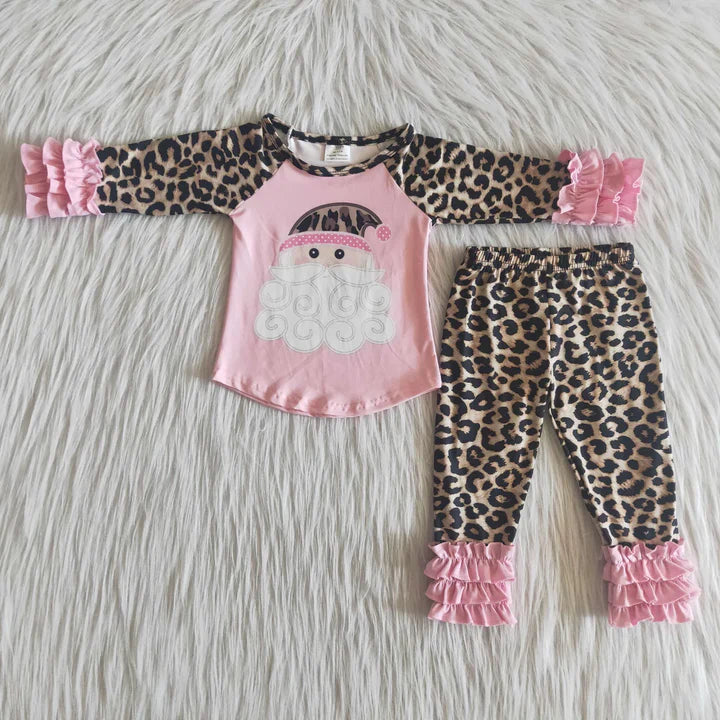 Pink Ruffle Santa Pants Set