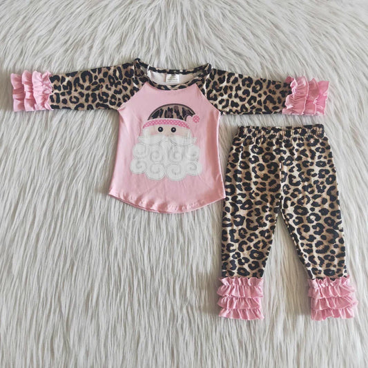 Pink Ruffle Santa Pants Set