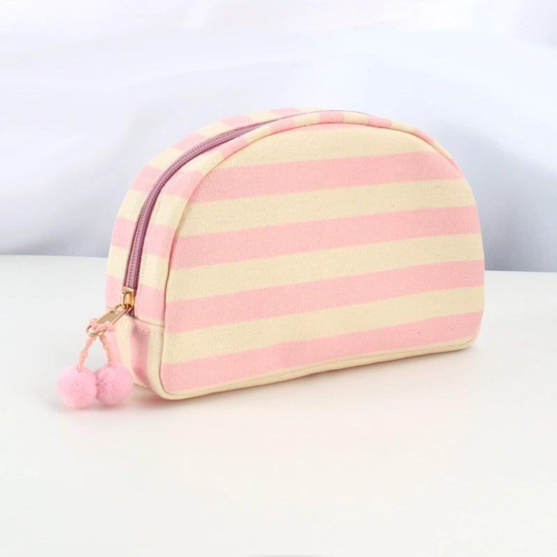 Custom Embroidered Name Striped Shell Cosmetic Bag