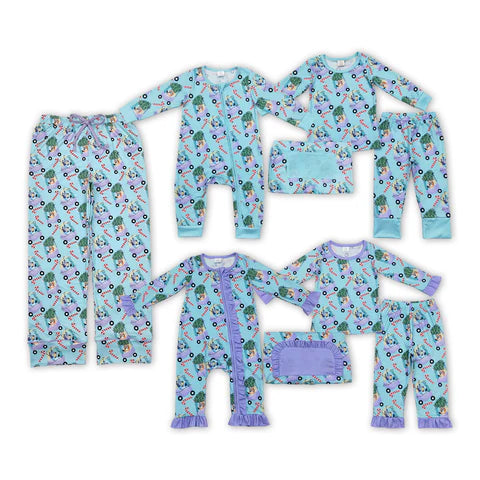 Matching Family Blue Dog Car Christmas Pajamas