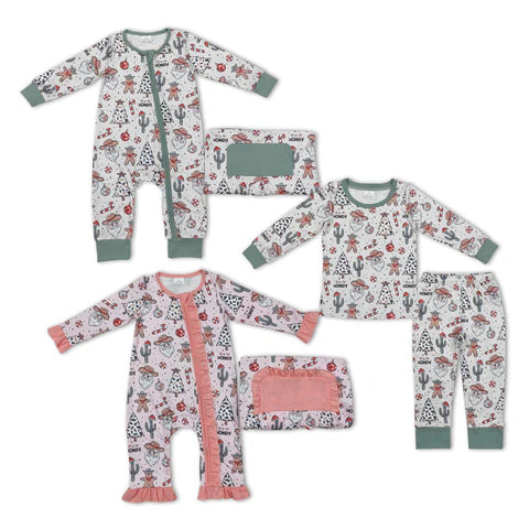 Matching Sibiling Western Santa Christmas Pajamas
