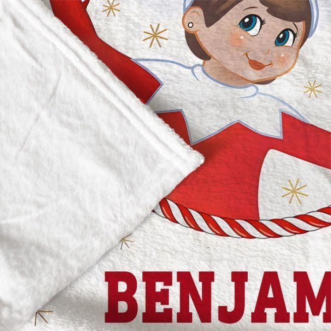 Custom Name Christmas Elf Blanket