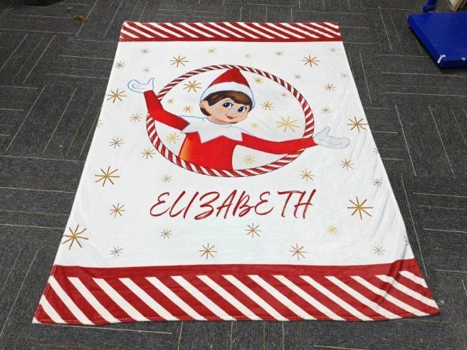 Custom Name Christmas Elf Blanket