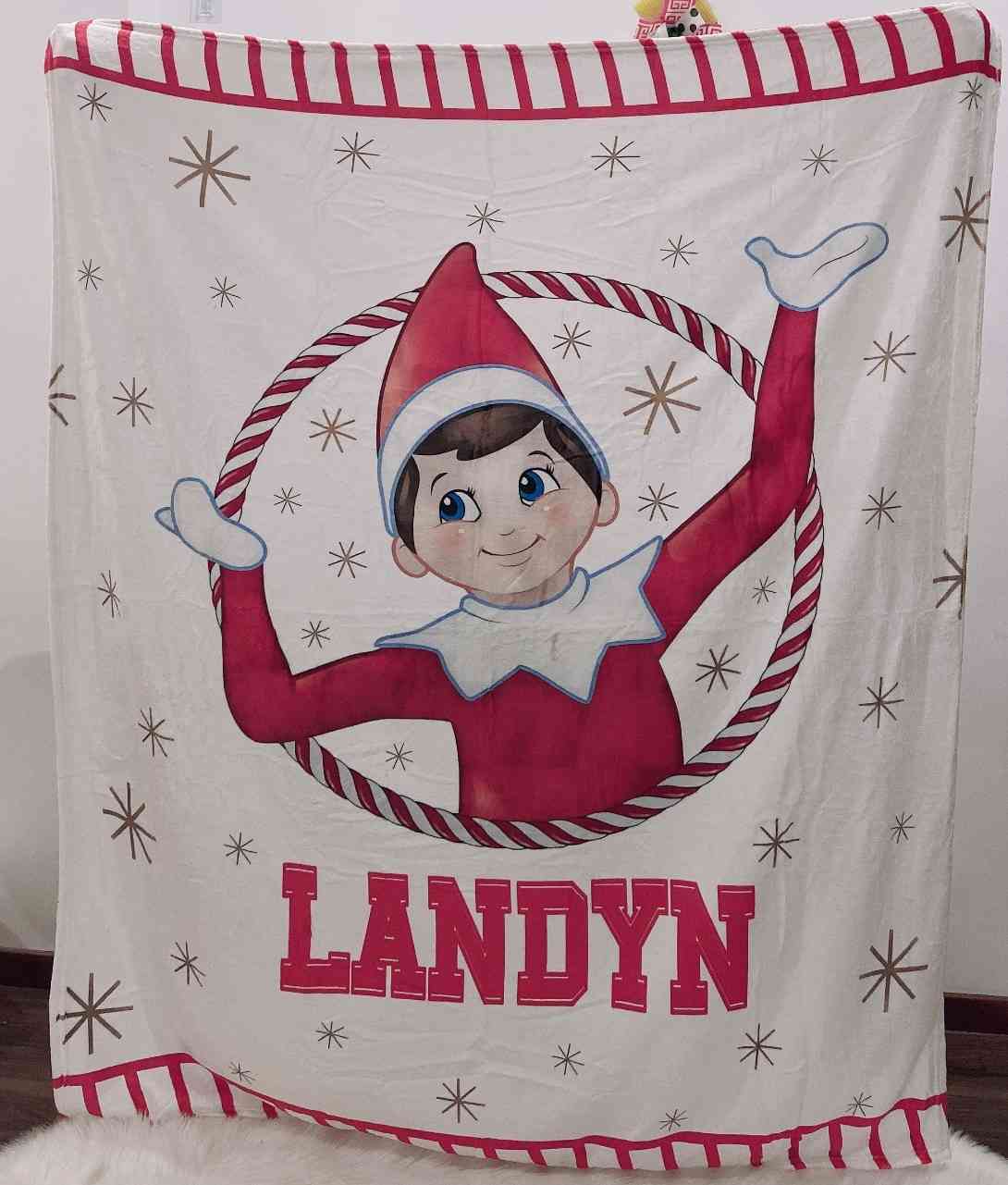 Custom Name Christmas Elf Blanket