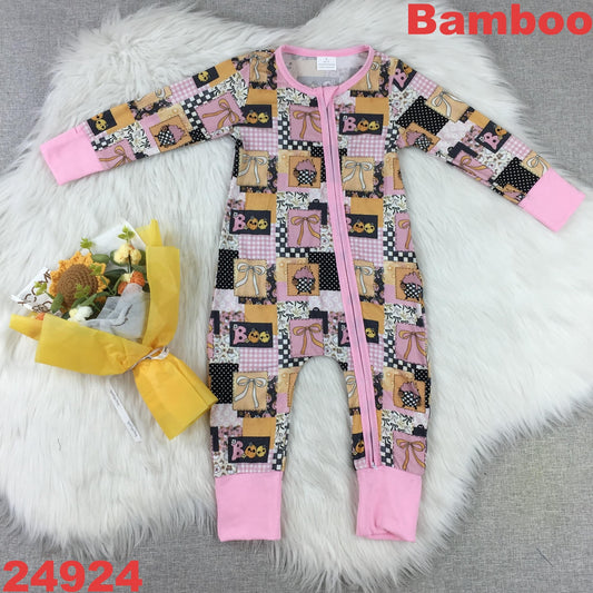 Bamboo Halloween Cute Boo & Bow Zippie