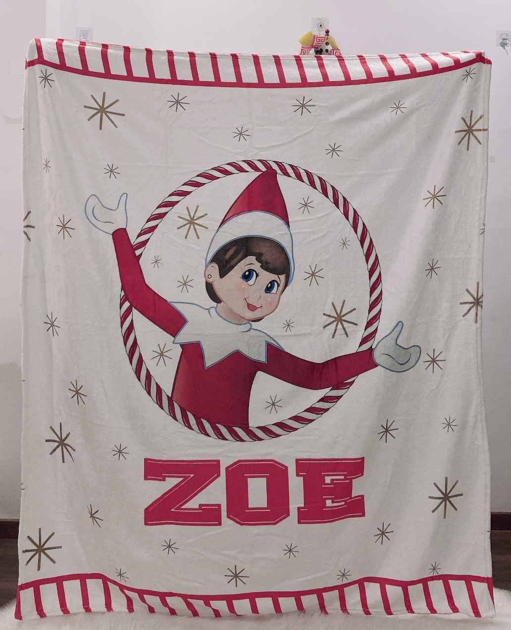 Custom Name Christmas Elf Blanket