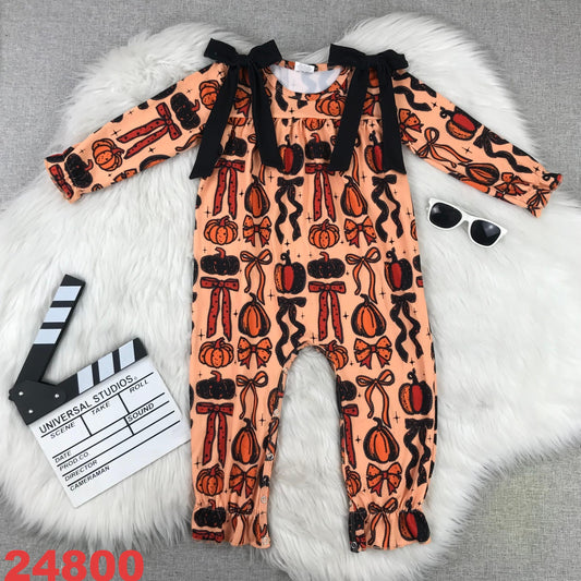 Matching Sibiling Pumpkin & Bows Girls Set