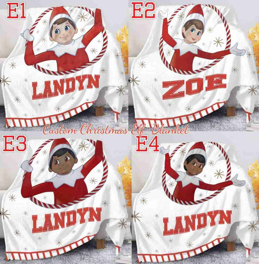 Custom Name Christmas Elf Blanket