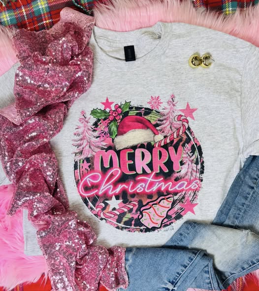 Merry Christmas Pink Tee