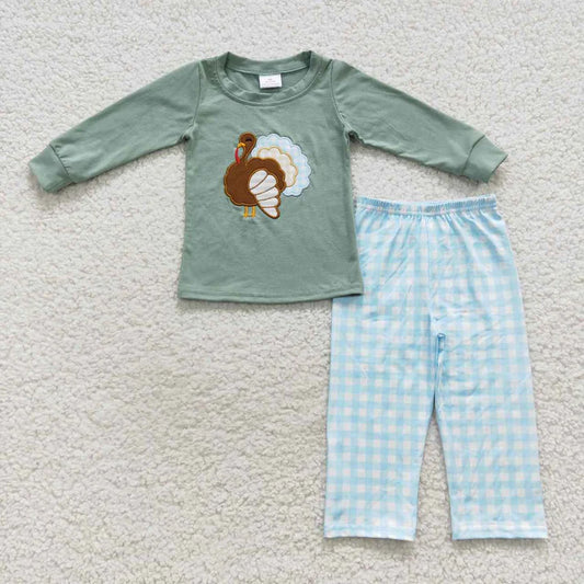 Thanksgiving Matching Sibiling Embroidered Turkey Set