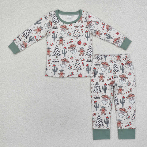 Matching Sibiling Western Santa Christmas Pajamas