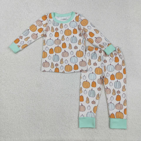 Matching Sibiling Halloween Fall Pumpkin Pajamas