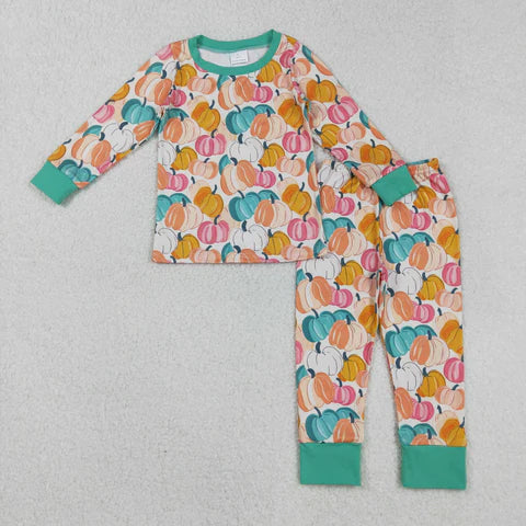 Matching Sibiling Fall Pumpkins Pajama Set