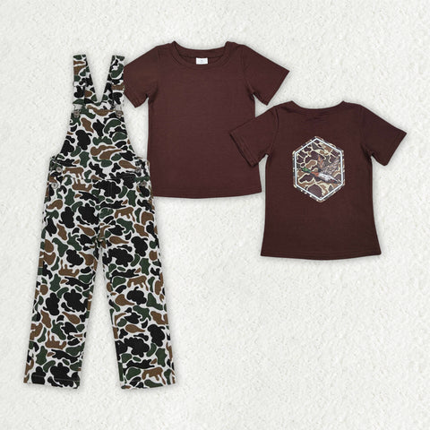 Camo/Hunting Duck Boy's Overall & Tshirt Set