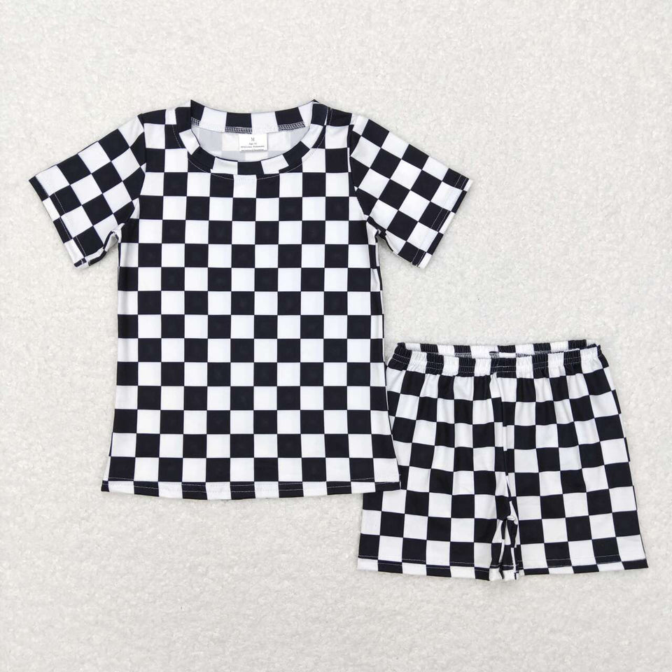Black Checker Shorts Set