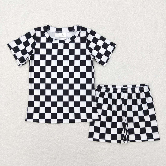 Black Checker Shorts Set