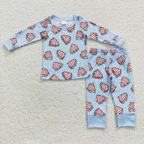 Christmas Tree Cake Family Pajamas - Kids Blue