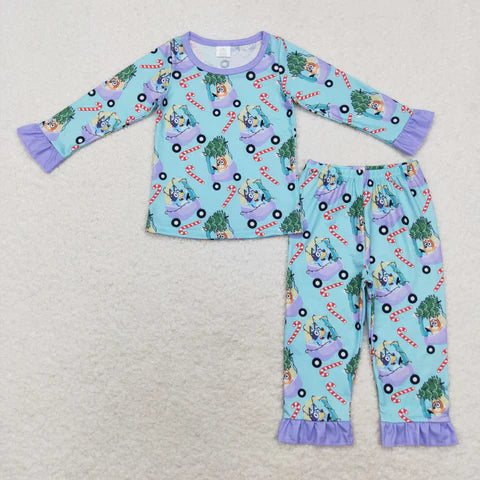 Matching Family Blue Dog Car Christmas Pajamas