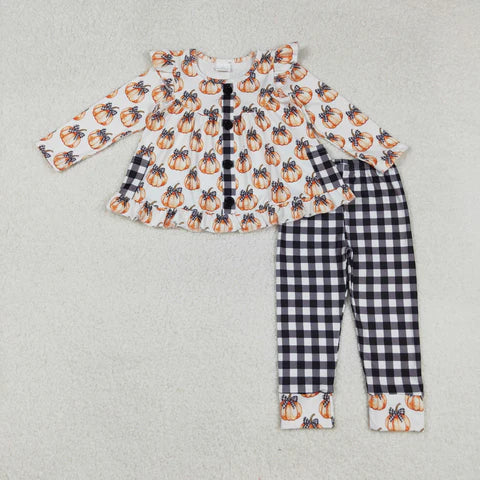 Matching Sibiling Fall Pumpkin & Bows Set