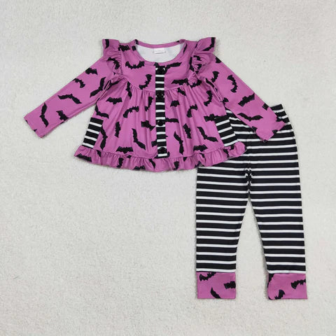 Purple Bats & Stripe pants set
