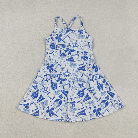 Matching Sibiling Blue & White Football & Cheer Set