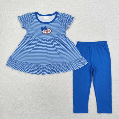 Striped Colors Embroidered Girl's Football Sets