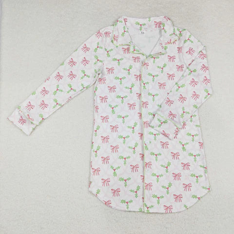 Matching Family Bows and Holly Christmas Pajamas