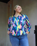 Abstract Plus Size Blouse RTS