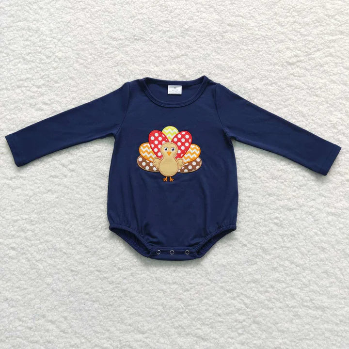 Thanksgiving Matching Embroidered Turkey Sibiling Set