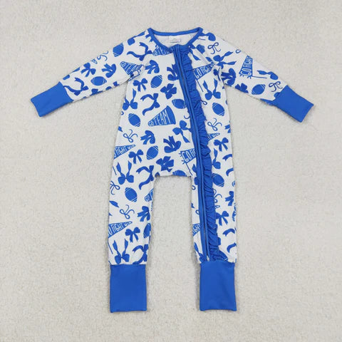 Matching Sibiling Blue & White Football & Cheer Set
