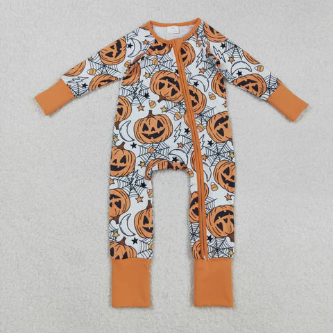 Matching Sibiling Halloween Pumpkin Print Pajamas