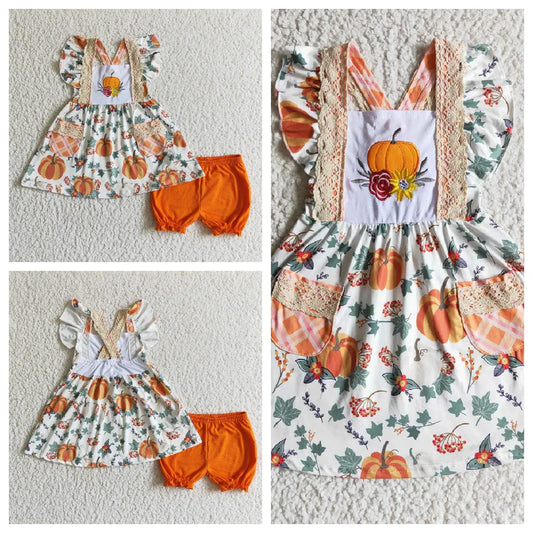 Matching Sibiling Lace Pumpkin Halloween Set