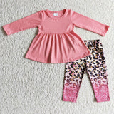 Pink cheetah print pants set