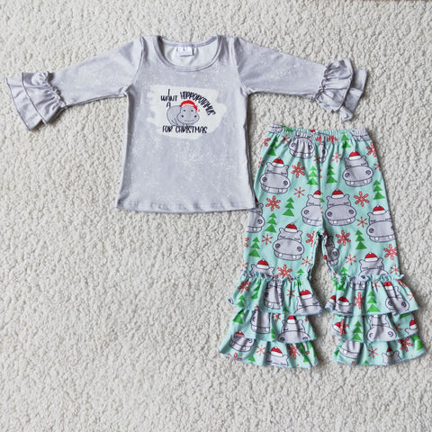 Hippo Christmas Pants Set