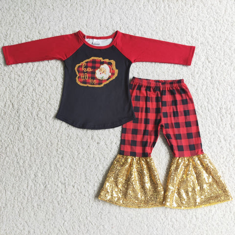 Ho Ho Ho Santa Sequin Pants Set