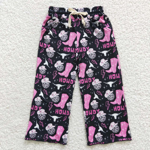 Western Print Wide Leg Pants