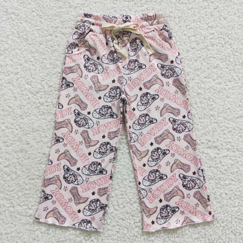 Western Print Wide Leg Pants