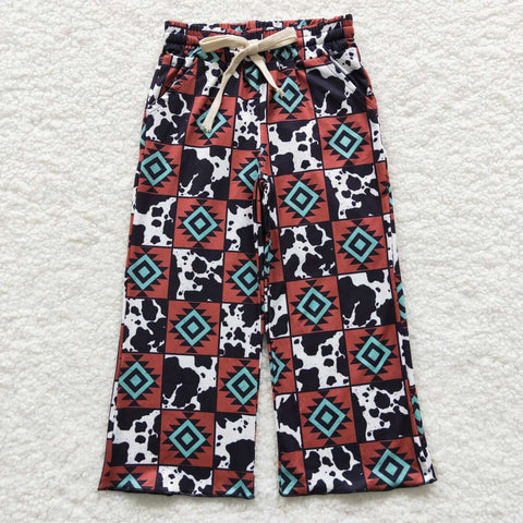 Western Print Wide Leg Pants